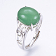 Adjustable Oval Natural Agate Finger Rings RJEW-P059-G03-3