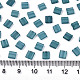 2穴ベーキングペイントガラスシードビーズ  透明なつや消し色虹  長方形  士官候補生ブルー  5x4.5~5.5x2~2.5mm  穴：0.5~0.8mm  約1180個/袋 SEED-S031-L-ST1006FR-2