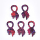 セルロースアセテート（樹脂）ペンダント  赤ミディアム紫  32.5x25.5x3mm  穴：1.2mm KY-T008-11A-1