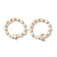 Glass Stretch Rings with Golden Plated Star & Moon Brass Beads RJEW-JR00660-02-1