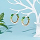 Плетеная серьга-кольцо с стеклянными семенами EJEW-TA00118-03-2