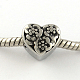 Vintage Heart with Flower 316 Stainless Steel European Beads STAS-R082-AA088-1