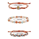 Набор браслетов с плетеным шнуром из вощеной полиэфирной нити BJEW-SW00032-04-7