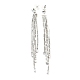 Clear Cubic Zirconia & Crystal Rhinestone Long Tassel Dangle Stud Earrings EJEW-C037-07B-P-2