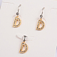 Golden Plated 304 Stainless Steel Rhinestone Letter Earrings & Pendants Jewelry Sets SJEW-E056-01G-D-1