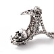 Alloy Crescent Moon with Skull Pendant Necklace with 304 Stainless Steel Box Chains NJEW-C007-05AS-4