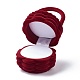 ベルベットのリングボックス  プラスチックとリボン付き  花籠  暗赤色  5.8x6cm VBOX-F004-01B-5