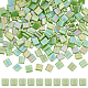 Sunnyclue 240 個 2 穴ベーキングペイント不透明色ガラスシードビーズ  長方形  薄緑  5x4.5~5.5x2~2.5mm  穴：0.5~0.8mm SEED-SC0001-12E-1
