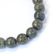 Rangées de perles rondes en dentelle serpentine naturelle / verte G-E334-6mm-14-2