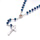 Collar de perlas de rosario de vidrio electrochapa para pascua NJEW-WH0005-02-3