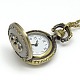 Alloy Flat Round with Crown Pendant Necklace Quartz Pocket Watch WACH-N011-53-4