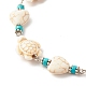 Bracelet de cheville perlé turquoise synthétique cœur et tortue AJEW-AN00459-01-4