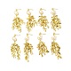 Boucles d'oreilles pendantes perle abs avec branches feuillues EJEW-E270-13G-3