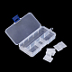 プラスチックビーズ収納ケース  調整可能な仕切りボックス  ビーズ収納  取り外し可能な10コンパートメント  長方形  透明  14.5x7x2.2cm CON-Q026-01A-3