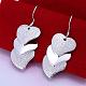 Silver Color Plated Brass Textured Heart Dangle Earrings EJEW-BB11765-1