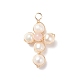 Pendentifs en quartz rose naturel et perles d'eau douce blanches PALLOY-JF01660-04-1