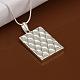 Simple Silver Color Plated Brass Rectangle Pendant Unisex Necklaces NJEW-BB12837-3