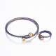 Trendy conjuntos de anillos y brazaletes de torque de 304 acero inoxidable SJEW-H073-01-2
