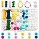 PandaHall Bead Braided Bracelet Making Kit 72pcs Silicon Beads 12 Colors Round Beads 8~10mm Spacer Beads with 6pcs Star Heart Cord Lock 4.4 Yards 4 Colors Nylon Thread for Bracelet Necklace Making DIY-PH0009-17-1