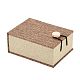 長方形木製ペンダントネックレスボックス  黄麻布とベルベットと  キャメル  10.5x7.4x5.1cm OBOX-N013-03-3