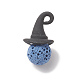 天然溶岩石染めラウンドペンダント  黒い合金の帽子をかぶったハロウィーンの魔女のチャーム  ミックスカラー  20x11x11mm  穴：2mm PALLOY-JF02036-2
