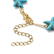 Set di 3 braccialetti con catena a maglie sintetiche per malocchio in vetro a 3 colori e stelle marine turchesi BJEW-TA00428-5