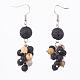 Natural Lava Rock & Crazy Agate Dangle Earrings EJEW-JE02511-01-1