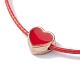 Браслет из сплава эмали и плетеных бусин в форме сердца BJEW-JB09740-01-3