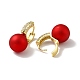 Rote Kunststoff-Perlen-Creolen mit klarem Zirkonia EJEW-A070-14G-2