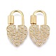 Brass Micro Pave Clear Cubic Zirconia Screw Carabiner Lock Charms KK-M205-05G-1