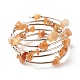 5-Loop Natural Red Aventurine Chip Beaded Wrap Bracelets for Women BJEW-JB01517-05-1
