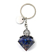 Reiki Energy Natural Lapis Lazuli Chips in Resin Diamond Shape Pendant Keychain FIND-PW0017-11E-1