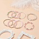 8 pièces 8 styles mixtes pierres précieuses & coquillages perle & oeil de chat ensemble de bracelets extensibles BJEW-JB08782-2
