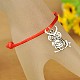 Tibetan Style Owl Charm Bracelets BJEW-JB00735-03-2