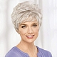 ショートストレートウィッグ  合成かつら  前髪あり  耐熱高温繊維  女性のために  銀  11.02インチ（28cm） OHAR-I019-05-4