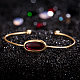 Bracelets de couple manchette en verre ovale en laiton à la mode pour femmes BJEW-BB16074-C-10
