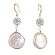 Natural Baroque Pearl Keshi Pearl Dangle Earrings EJEW-JE03907-01-2