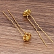 ヘアアクセサリーアイロンヘアフォークのパーツ  合金の花細線細工のパーツ  ゴールドカラー  70x9x1.2mm  フィリグリーパーツ：19mm OHAR-PW0001-078G-1