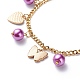 Bracelet à breloques en alliage d'émail et de perles de verre avec 304 chaîne en acier inoxydable pour femme BJEW-JB08707-04-5