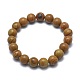Bracelets stretch de perles de pierre de dentelle de bois naturel X-BJEW-K212-A-041-2
