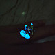 暗闇で光るエナメルドラゴンオープンカフリング  プラチナ合金ジュエリー  ブルー  内径：18mm LUMI-PW0006-61A-1