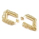 Brass Rhombus with Rings Stud Earrings EJEW-E600-02G-2