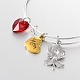 Mother's Day Adjustable Silver Plated Brass Charm Bangles Expandable Bangles BJEW-JB02007-02-3