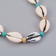 Adjustable Cowrie Shell and Synthetic Turquoise Beaded Necklaces NJEW-JN02300-01-2