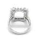 925 Sterling Silver Rhinestone Claw Finger Ring Components STER-E061-36P-4