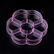 プラスチックビーズ収納ケース  7のコンパートメント  花  ピンク  10.3x9.6x1.75cm CON-S042-03-1