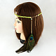 Woman's Dyed Feather Braided Suede Cord Headbands OHAR-R184-04-2