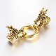 Tibetan Style Alloy Dragon Head with Ring Push Gate Spring Gate Rings PALLOY-E393-01AG-1