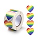 ハートロールステッカー  粘着紙ギフトタグステッカー  パーティーのために  装飾的なプレゼント  カラフル  虹の模様  38x38x0.1mm  500PCS /ロールについて X-DIY-B045-05C-1
