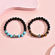 2 pièces 2 styles ensemble de bracelets extensibles en perles de pierres précieuses naturelles et synthétiques mélangées DH0675-2